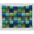 thumbnail image 1 of Fabric Tapestry, Modern Geometric Bohemian Paisley Details in Square Shaped Backdrop Pieces Artwork, Wall Hanging for Bedroom Living Room Dorm Decor, 80W X 60L Inches, Blue Green, by Ambesonne, 1 of 2