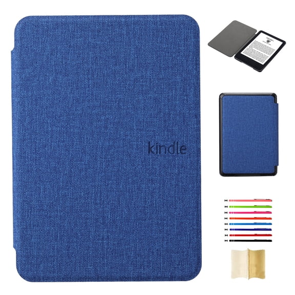 Fabric Texture Case for Kindle Paperwhite 12th Gen 2024 / Paperwhite Signature Edition 12th Gen 2024 / Colorsoft Signature Edition 1st Gen 2024, with Magnetic Auto Sleep Wake Feature - Darkblue