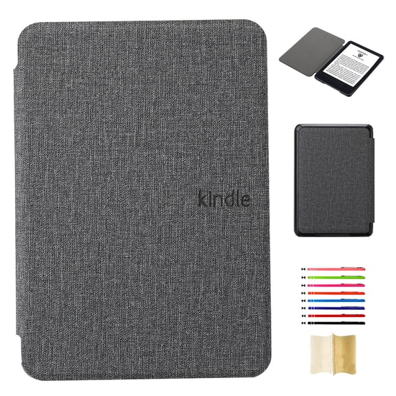 Fabric Texture Case for Kindle Paperwhite 12th Gen 2024 / Paperwhite Signature Edition 12th Gen 2024 / Colorsoft Signature Edition 1st Gen 2024, with Magnetic Auto Sleep Wake Feature - Gray