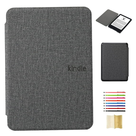 Fabric Texture Case for Kindle Paperwhite 12th Gen 2024 / Paperwhite Signature Edition 12th Gen 2024 / Colorsoft Signature Edition 1st Gen 2024, with Magnetic Auto Sleep Wake Feature - Gray