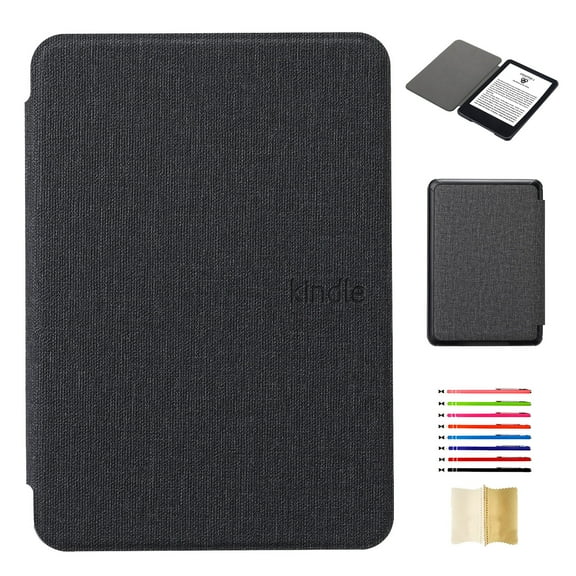 Fabric Texture Case for Amazon Kindle Paperwhite (11th Generation) 2021, with Magnetic Auto Sleep Wake Feature - Black