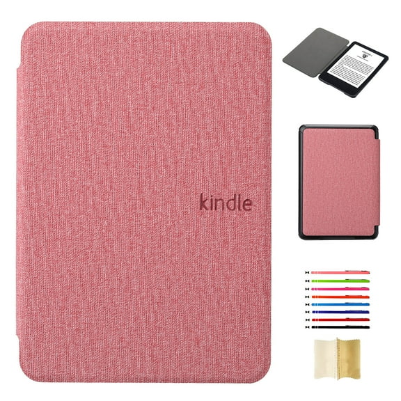 Fabric Texture Case for Amazon Kindle Paperwhite (11th Generation) 2021, with Magnetic Auto Sleep Wake Feature - Pink