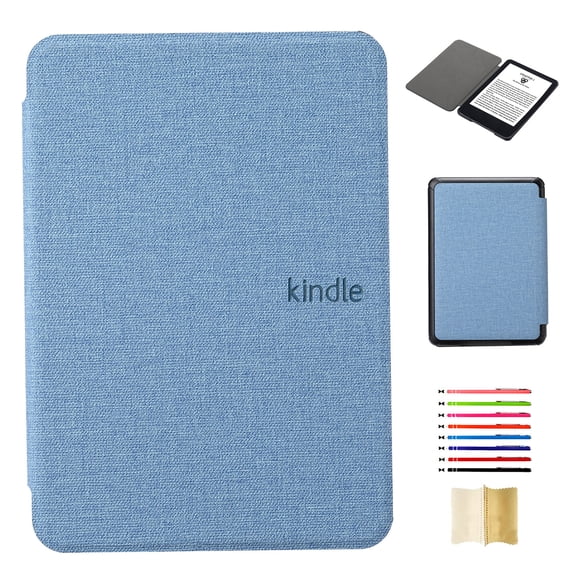 Fabric Texture Case for Amazon Kindle Paperwhite (11th Generation) 2021, with Magnetic Auto Sleep Wake Feature - Skyblue