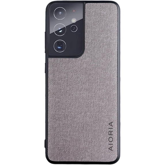 Fabric Texture Soft Frame Phone Case Cover for Samsung Galaxy Note 20 Ultra 10 Plus Lite, Business Personality Back Cover Bumper(Light Grey,Note 20 Ultra)