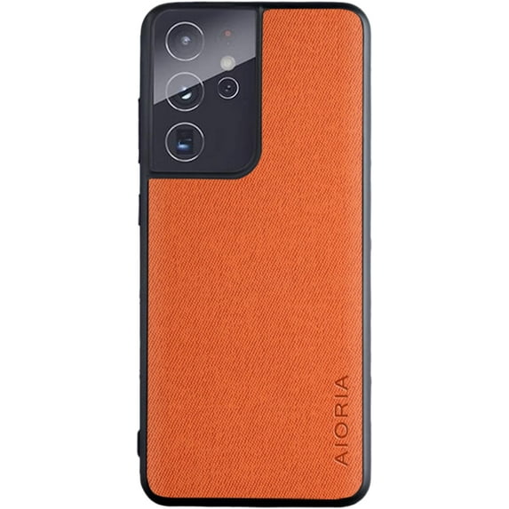 Fabric Texture Soft Frame Phone Case Cover for Samsung Galaxy A22 A32 A42 A52 A72 4G 5G, Business Personality Back Cover Bumper(Orange,A22 5G)