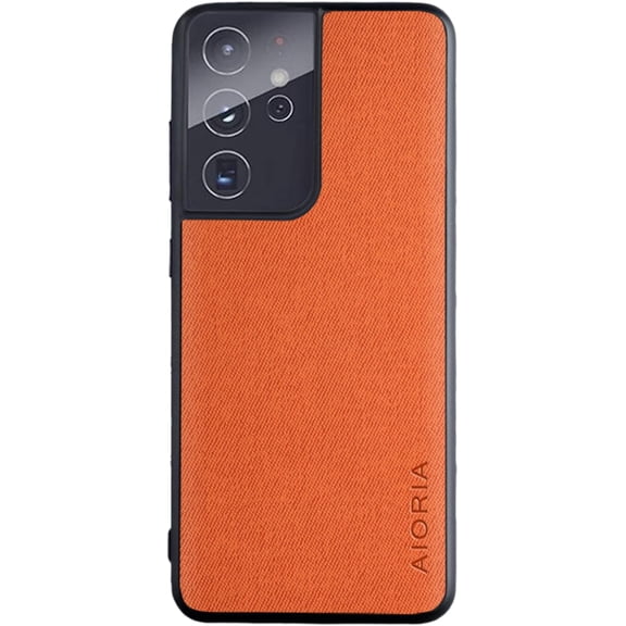 Fabric Texture Soft Frame Phone Case Cover for Samsung Galaxy Note 20 Ultra 10 Plus Lite, Business Personality Back Cover Bumper(Orange,Note 20)