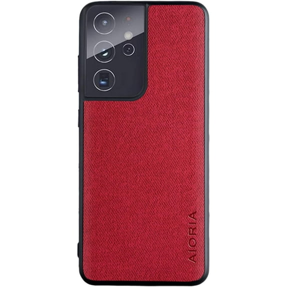 Fabric Texture Soft Frame Phone Case Cover for Samsung Galaxy Note 20 Ultra 10 Plus Lite, Business Personality Back Cover Bumper(Red,Note 20 Ultra)