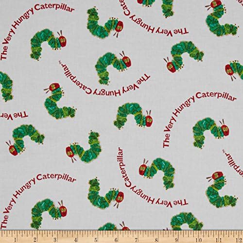 Fabric The Very Hungry Text White Fabric by The yd