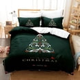 thumbnail image 1 of Fabric Thin size Full Twin Bed Double Single 3PCS Sets Bedding 3D Cover Quilt King Green Set Cover Duvet Christmas, 1 of 7