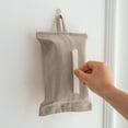 thumbnail image 1 of Fabric Tissue Box Cover with Hanging Loop for Home Desktop Car Drawer Paper Dispenser Storage Bag 1-Pack, 1 of 6