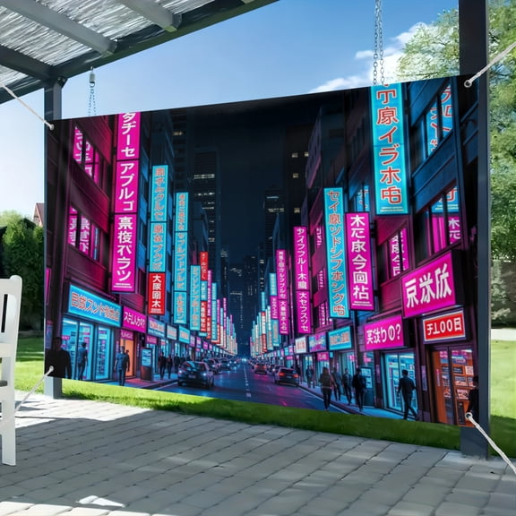 Fabric Tokyo City Backdrop Japan Neon Lights Signboard Billboards Shinjuku Street Night View Photography Background Japanese Anime Culture Japan Photo Studio Props