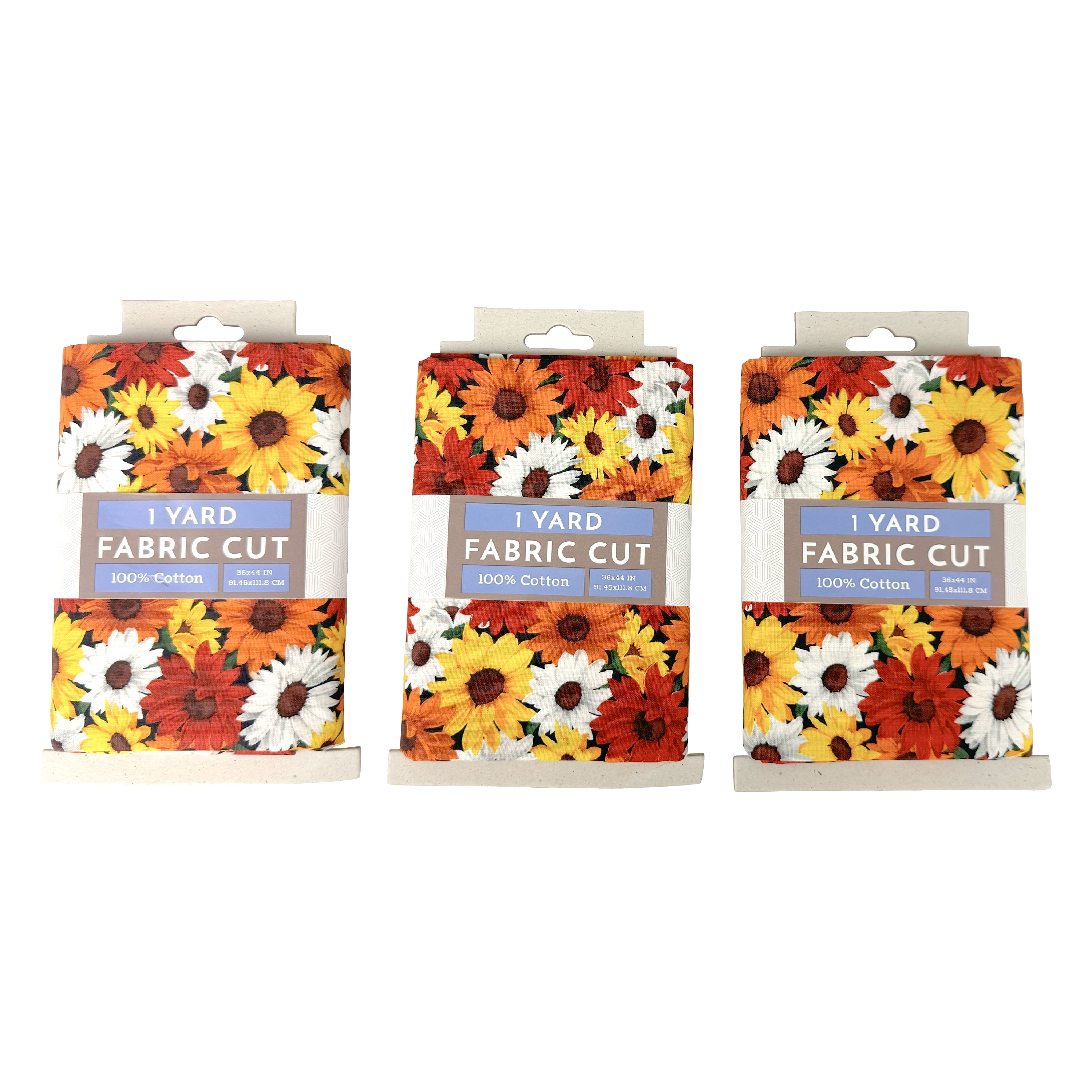 Fabric Traditions 44" x (3)1 yd cuts 100% Cotton Packed Daisy Craft Fabric, Red and Orange