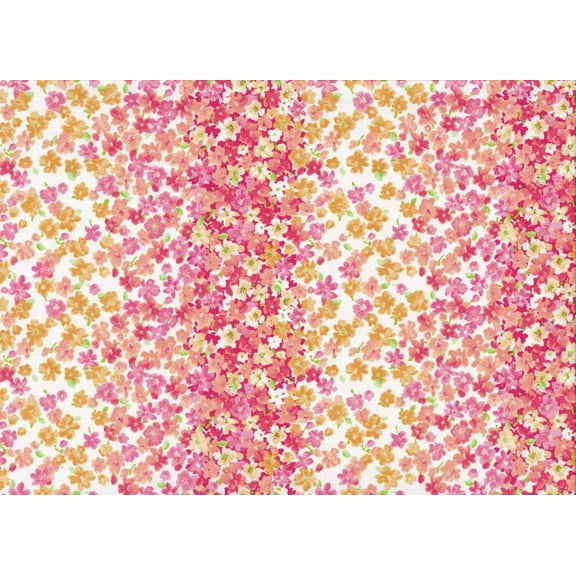 Fabric Traditions Easter Floral Stripes Coral Orange Spring 100% Cotton Price per Yard