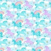Unicorn Purple Nursery Cotton Fabric