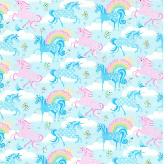 Fabric Traditions Novelty Unicorns Rainbows Purple Green 100% Cotton Price per Yard