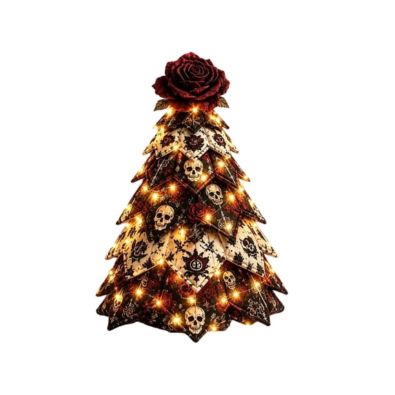 Fabric Tree Halloween Diy Craft Kit with Battery Operated Fairy Lights for Indoor Tiered Tray Decor Spooky Home and Party Display