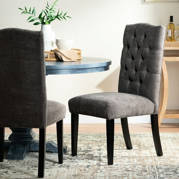 Fabric Tufted Dining Chairs, Dark Grey Color / Provide Comfortable Dining