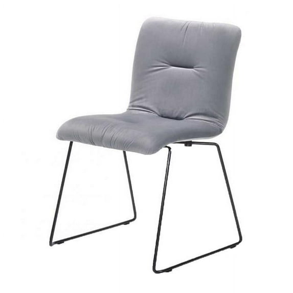 Fabric Tufted Metal Dining Chair with Sled Legs Support, Gray - Set of 2