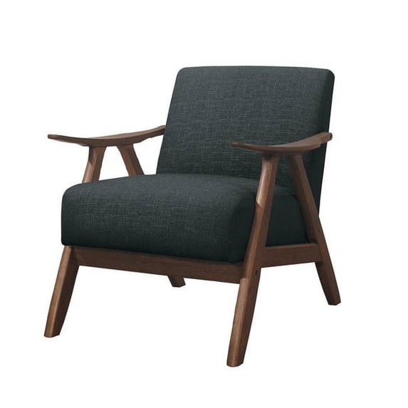 Fabric Upholstered Accent Chair with Curved Armrests, Dark Gray