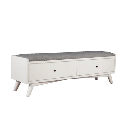 Fabric Upholstered Bedroom Bench with 2 Storage Drawers Brown and Gray - Saltoro Sherpi