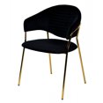 thumbnail image 1 of Fabric Upholstered Dining Chair with Metal Legs, Set of 2, Black and Gold- Saltoro Sherpi, 1 of 7