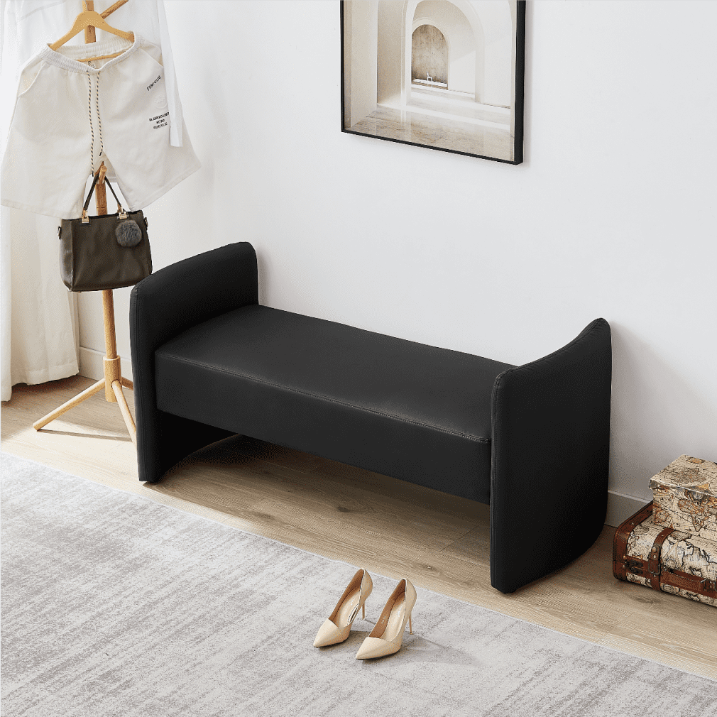 Fabric Upholstered Entryway Bench Seat, 55.11 inch Bedroom Bench Seat ...