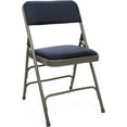 thumbnail image 1 of Fabric Upholstered Folding Chair (4 Pack) - Heavy Duty 1.25" Thick Padded Seat and Back, Triple Braced - Quad Hinging, 300 lb Tested (Navy-Grey), 1 of 4