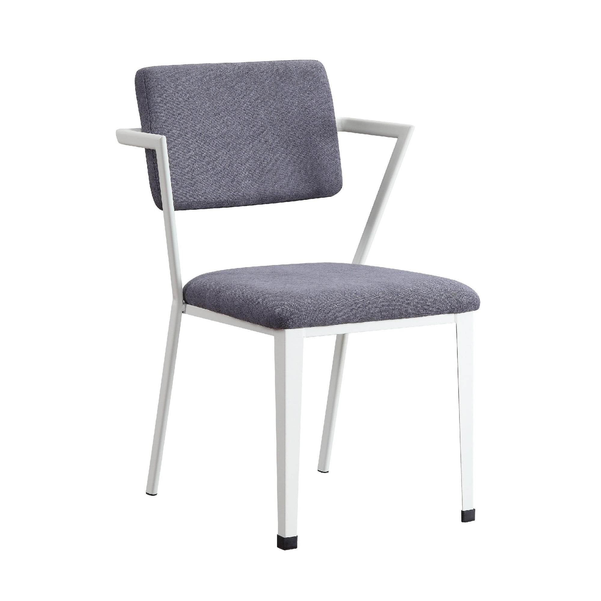 Gray Upholstered Metal Side Chair Set of 2