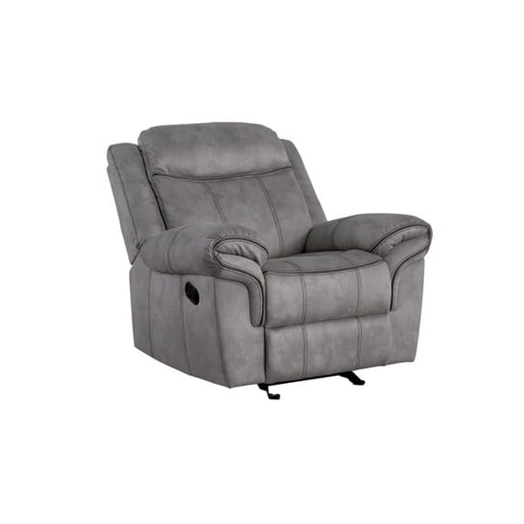 Fabric Upholstered Metal Reclining Club Chair with Center Console, Gray - 41 x 39 x 42 in.