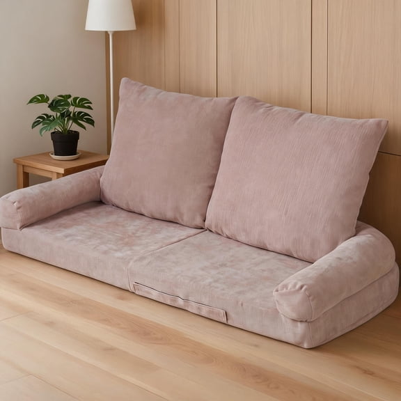 Metal Contemporary Modern 18-Position Adjustable Convertible Large Single Sofa Bed, Warm Pink