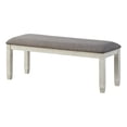 thumbnail image 1 of Benjara Fabric Upholstered Padded Bench with Tapered Feet- Antique White & Gray, 1 of 6