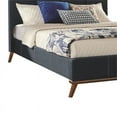 thumbnail image 1 of Fabric Upholstered Queen Size Bed with Channel Tufting Blue and Brown, 1 of 5