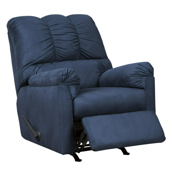 Fabric Upholstered Rocker Recliner with Tufted Backrest Blue - Saltoro Sherpi