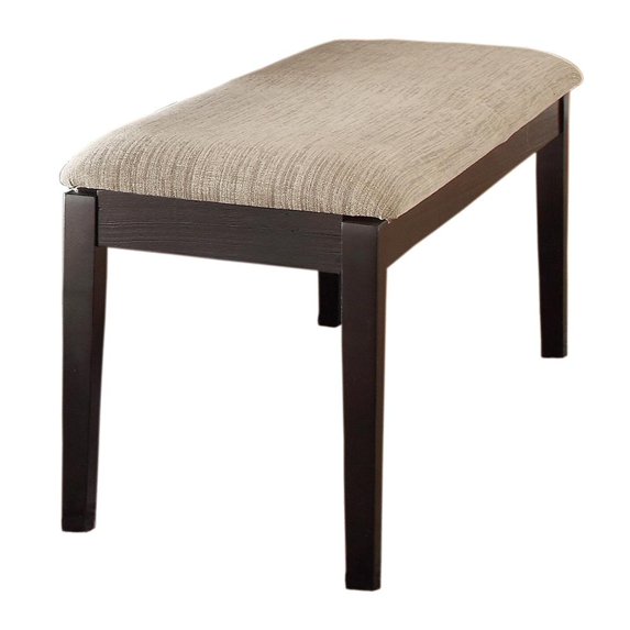 Benzara Fabric Upholstered Solid Wooden Bench-Color:Beige & Brown