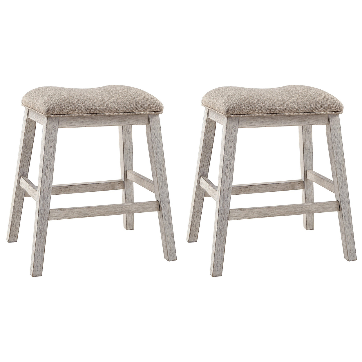 Fabric Upholstered Stool with Angled Legs Set of 2 Beige - Saltoro ...
