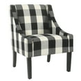 thumbnail image 1 of Fabric Upholstered Wooden Accent Chair with Buffalo Plaid Pattern, Black and White, 1 of 2
