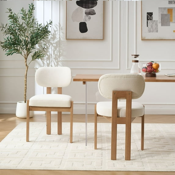 Fabric Upholstered Wooden Dining Chairs Set of 2, Kitchen and Dining Room Farmhouse Furniture