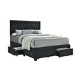 thumbnail image 1 of Fabric Upholstered Wooden Eastern King Size Bed with Bottom Drawers Black - Saltoro Sherpi, 1 of 5