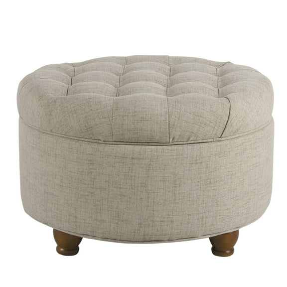 HomePop Large Tufted Round Storage Ottoman, Multiple Colors
