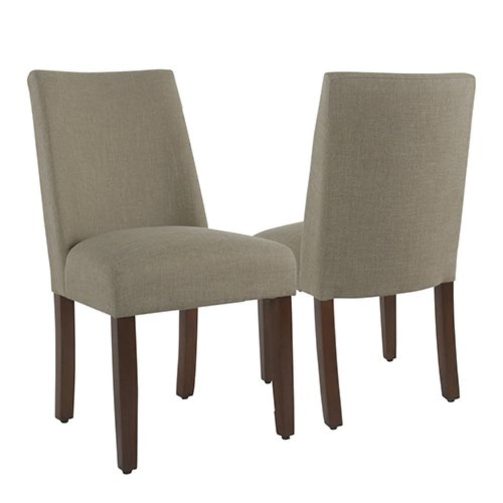 Fabric Upholstered Wooden Parson Dining Chairs With Curved Back Design