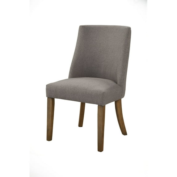 Fabric Upholstered Wooden Side Chairs With Curved Backrest Set of Two Gray and Brown - Saltoro Sherpi