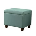 thumbnail image 1 of Fabric Upholstered Wooden Storage Bench with Bun Feet, Medium, Aqua Blue and Brown- Saltoro Sherpi, 1 of 4