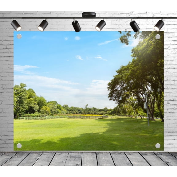 Fabric Urban Park Green Lawn Backdrop（Suitable for Home Decoration, Photoshoots, and Nature - Themed Backgrounds）City Park Fabric Banner