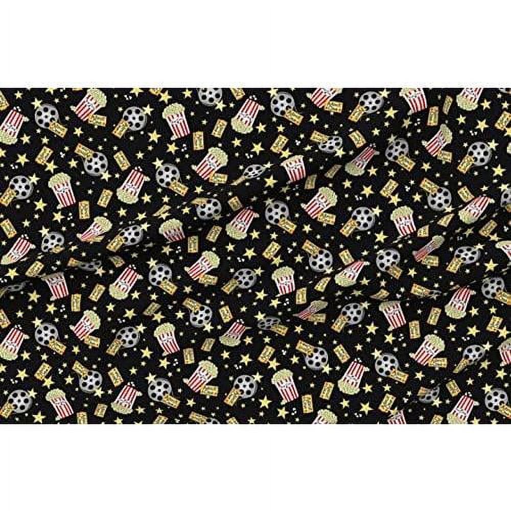 Fabric VIP Night Theater Popcorn Black Yellow Stars Red Novelty