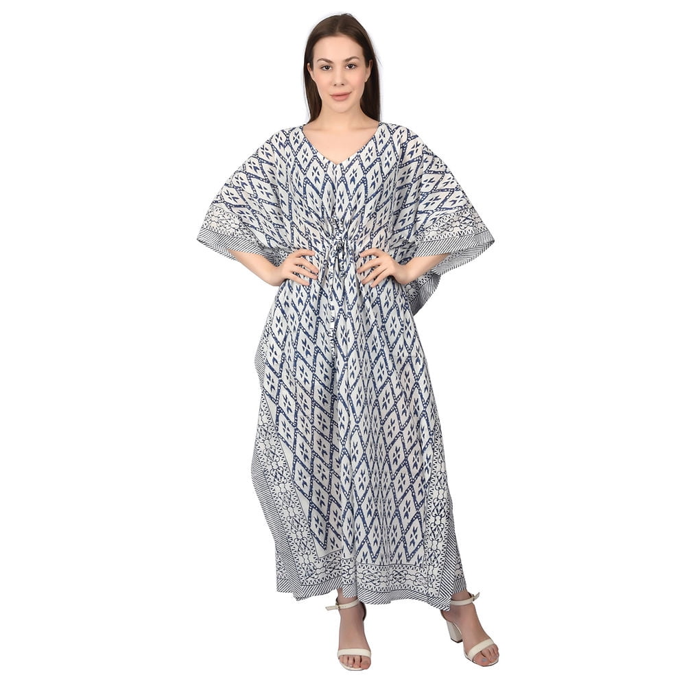 Teal Green Floral Hand Block Print Cotton Maxi Dress – Boho Tiered Indian Artisan Dress with Puff Sleeves