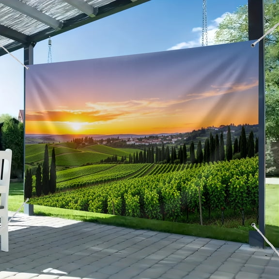Fabric Vineyard Backdrop Tuscany Countryside Vineyard Sunset Landscape Photography Background Wedding Celebration Birthday Party Baby Shower Photo Booth Props (2)