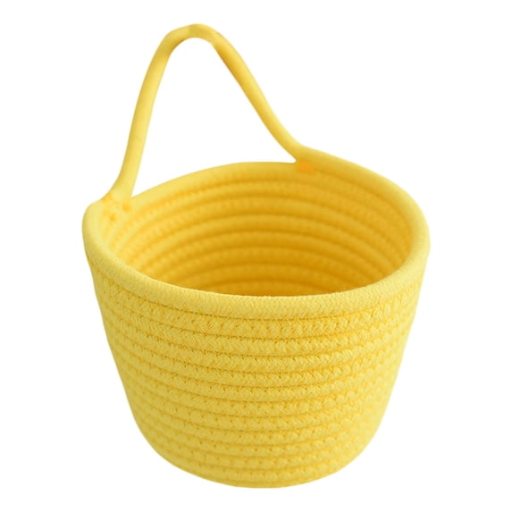 Fabric Wall Hanging Baskets,Cotton Rope Hanging Storage Basket, Multi-Purpose Woven Organizer, Woven Pouchs, Storage Organizers and Decoration Pocket Caddy Bins for Home Kitchen Door