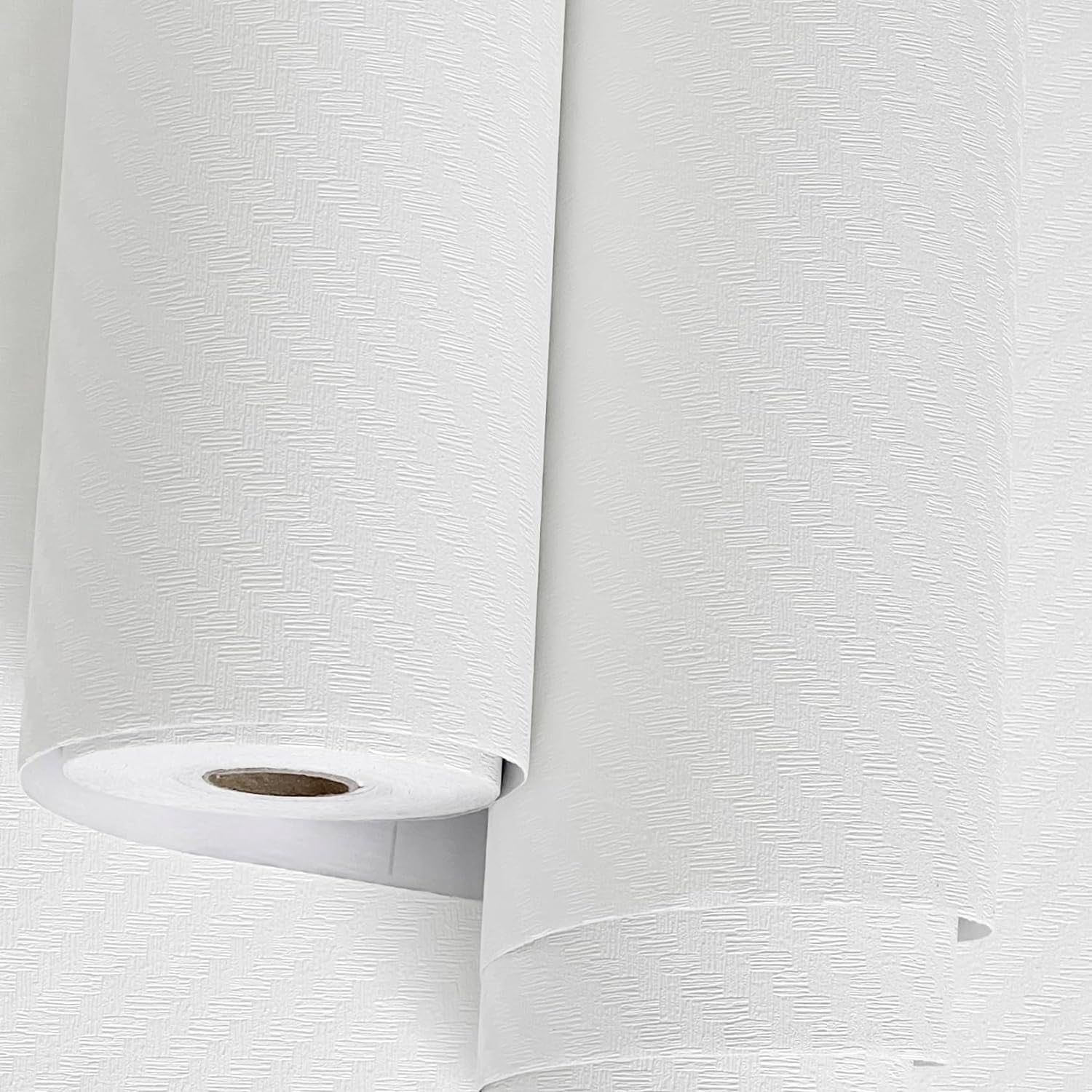 Fabric Wallpaper Textured Contact Paper (24in X 393in) Grasscloth Wallpaper Peel and Stick Faux Linen Wall Paper Waterproof Vinyl Self Adhesive (White)