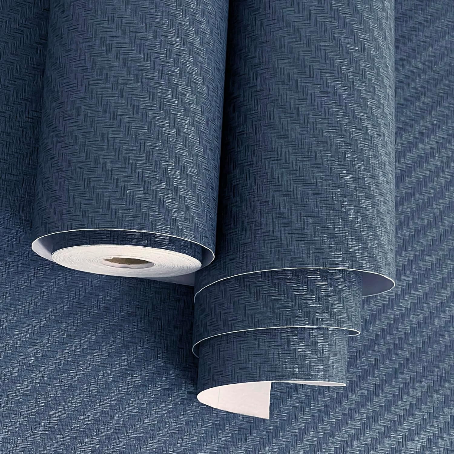 Fabric Wallpaper Textured Contact Paper (24in X 393in) Navy Blue ...