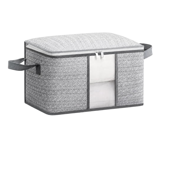 Fabric Window Organizer, 88L Handled Storage Bag 28.7×13.8×13.8 Inch, Foldable Clear View Moving Tote For Clothes(S,A)